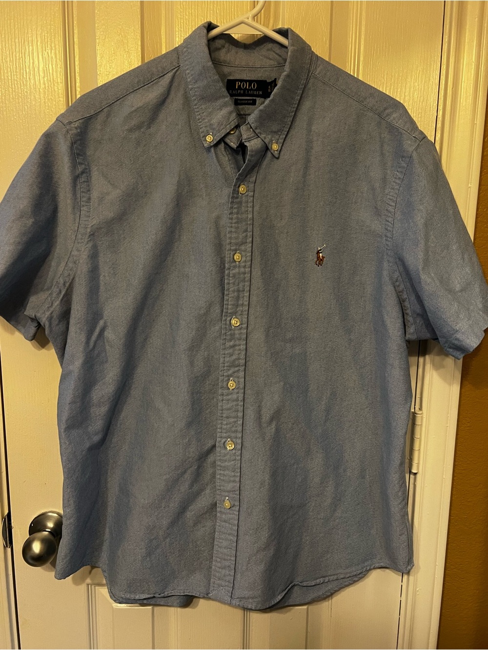 Polo Ralph Lauren Short Sleeve Oxford Shirt - Chambray Blue Classic Fit, XL